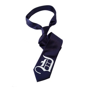 Old English D necktie. &quot;Detroit D&quot; Men&#39;s screen printed necktie. Made in Michigan. Silkscreened microfiber. Your choice of colors.