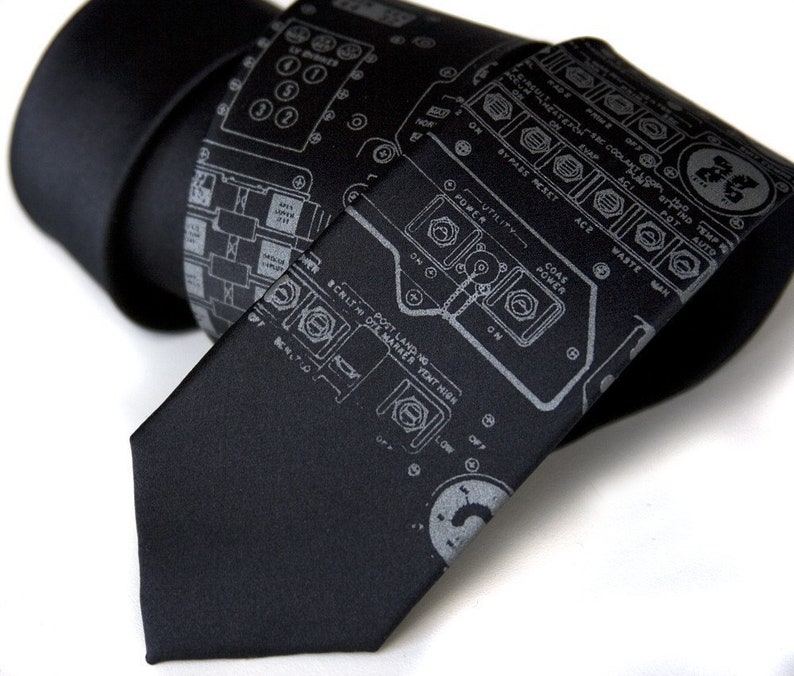 Apollo Cockpit Men's Necktie, gift for him. NASA Moon Lander Tie, Apollo Program, Space gift astronaut gift, rocket scientist, science gifts image 6