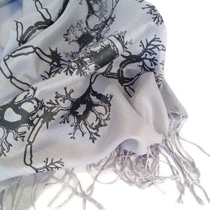 Nerve Cell Fringed Scarf. Grey Matter Axon Dendrite neuron pashmina science scarf. Gift for neurologist, brain doctor gift, neuroscience