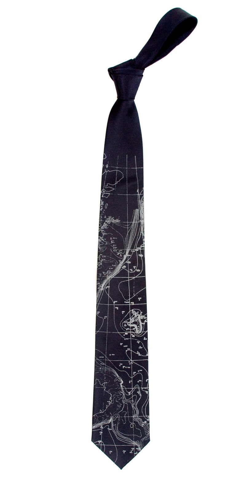 Contour Map Necktie. Scandinavia Topographic map tie, seafloor map, blueprint men's necktie. Engineer, ecology gift. Norway, Sweden, Finland image 3