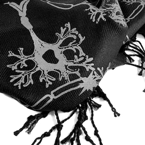 Axon and Dendrite Scarf. Nerve Cell Pashmina. Neuron silkscreen print. Neuroscience, neurology, neurobiology, psychology gift.