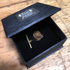 Ammonite Fossil Tie Tack, Golden ratio tie pin. Geologist gift, paleontologist, beach wedding men, for the groom. Husband gift, Dad gift image 3