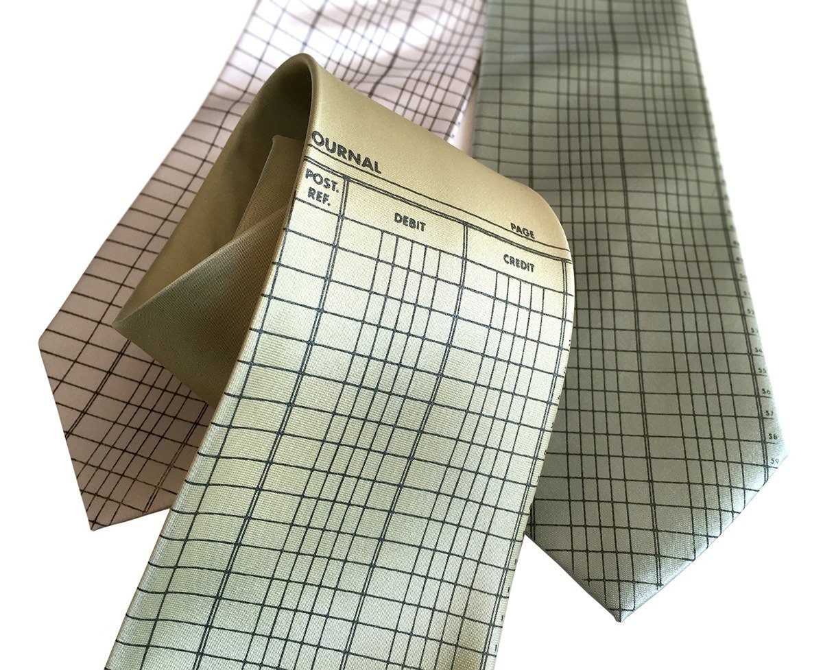 Accountant Necktie. Accounting gift, Ledger Paper silk tie. Bookkeeping gift, CPA gift, economist, tax preparer gift, accountant gift