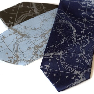 Topographic Map Tie. Contour map men's necktie. Oceanography, Maritime chart, Scandinavia, Norway, Sweden, Finland. Destination wedding, men image 7