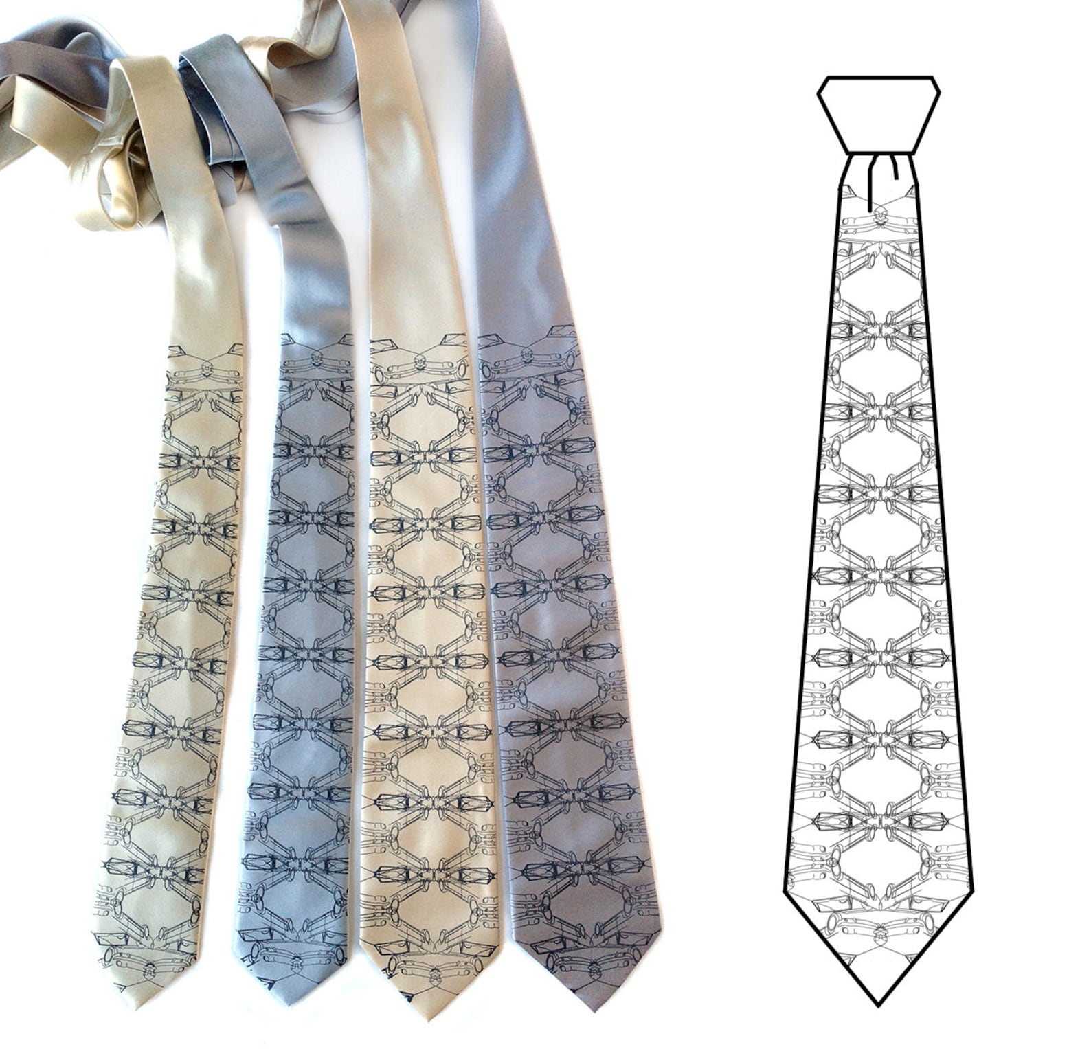 Sports Car Necktie. cargyle Print Men's Tie. Etsy