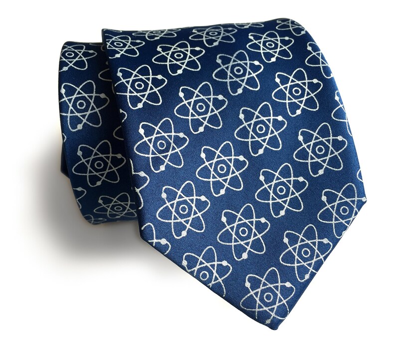 Atom Tie. Atomic model mens necktie, Science teacher gift, doctor, chemistry, molecule tie, science tie, Nuclear power plant, atomic energy image 2