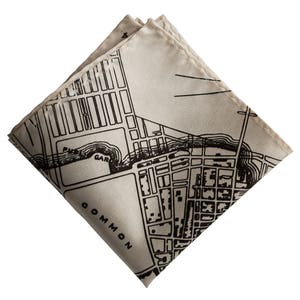 Pañuelo de bolsillo con el mapa de la ciudad de Boston. Pañuelo de bolsillo para hombre con estampado del mapa histórico de Boston. Boston, Massachusetts. Regalo bostoniano para él. Regalo para un fan de Boston.