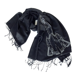 Bufanda SR-71 Blackbird. Regalos para pilotos de aviones Lockheed Blackbird. Pashmina con aspecto de lino. Regalos de la Fuerza Aérea, NASA, regalos militares para hombres o mujeres. imagen 1
