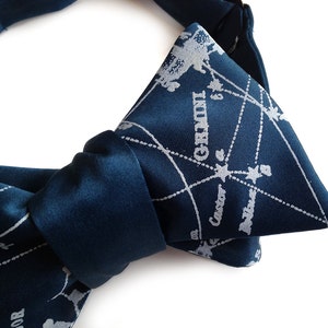 Galaxy bow tie. Milky Way star chart tie. Constellation freestyle bowtie. Ice print. Peacock blue, french blue & more. Adjustable. image 5