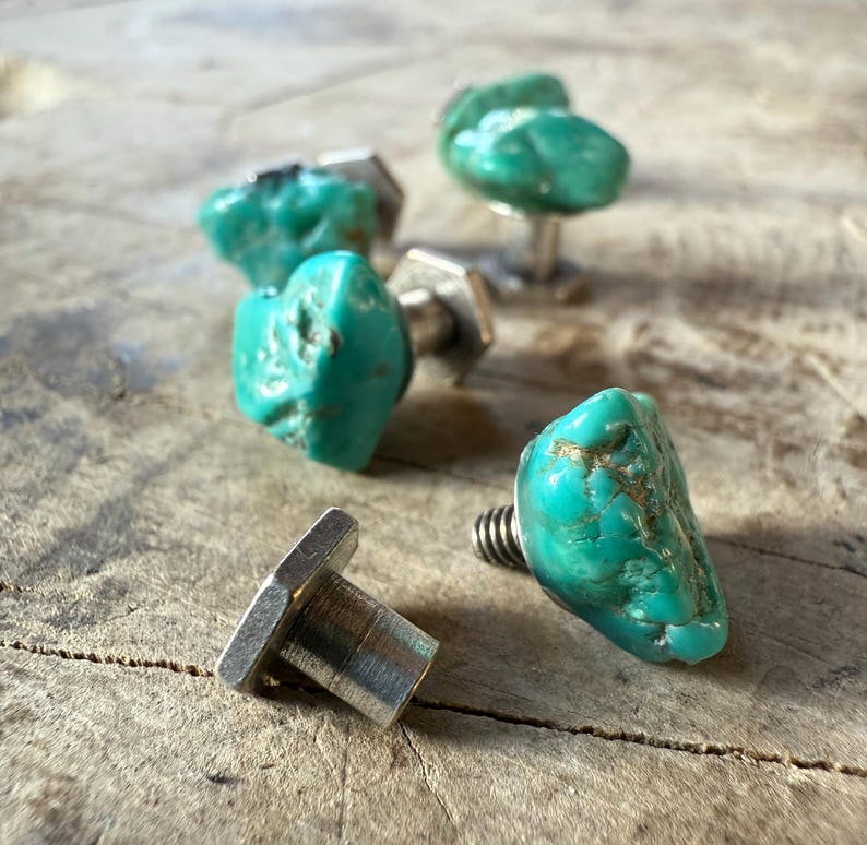 Turquoise Tuxedo Studs. Blue green, stone shirt stud set of 3, 4 or 5 buttons. Alternative formal tux studs for the groom, men's formalwear image 4