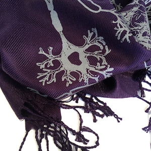 Neuron Scarf. Brain cells, nerves printed pashmina. Axon and dendrite, nervous system. Gift for neurologists, neuroscientists, psychologists