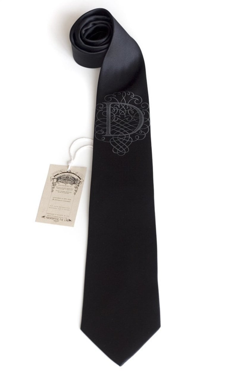 Custom Initial Necktie. Personalized tie custom ties. Monogram necktie single letter wedding ties Filigree font AlphabeTIES. Choose A-Z image 3