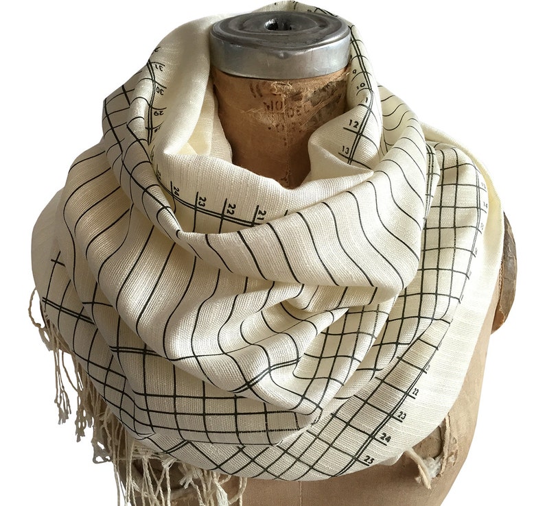 Accounting Scarf. Accountant gift, Bookkeeping, CPA gift, tax preparer, banker, bookkeeper gift. Ledger Paper Printed Scarf, bamboo pashmina g.olive print/cream