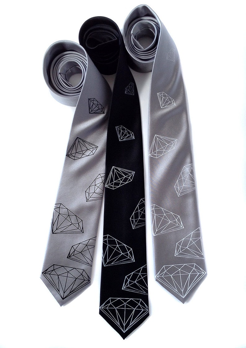 Diamond Tie, mens silk necktie. Geometric jewel, diamond necktie, engagement party, tie for groom, mens wedding tie, silk ties for men, gem image 1