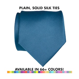 Plain Silk Tie, solid color tie. Mens silk necktie, ties for groom & groomsmen, wedding party ties that match. Satin wedding necktie for him