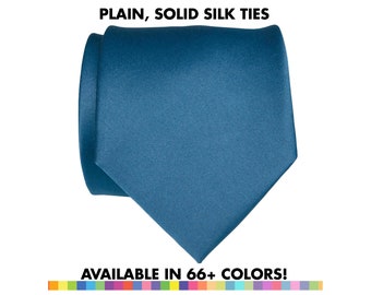 Plain Silk Tie, solid color tie. Mens silk necktie, ties for groom & groomsmen, wedding party ties that match. Satin wedding necktie for him