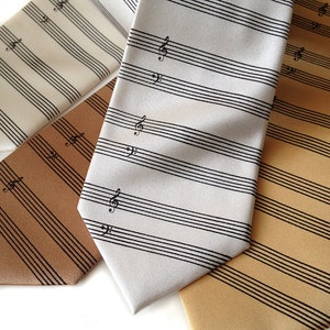 Music manuscript paper necktie. Sheet music tie. Musician men&#39;s tie. Perfect gift for classical, symphony, piano, orchestra.
