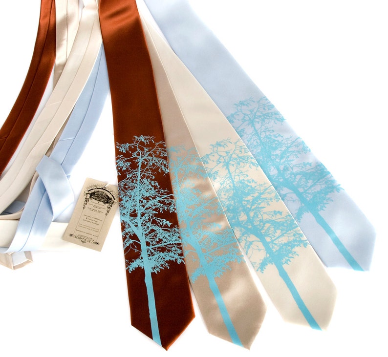 Tree tie, Mountain Aspen necktie. Gift for dad, wedding tie for groomsmen, tie for groom, Aspen wedding, garden wedding, outdoor ceremony image 3