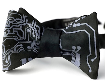 Circuit Board bow tie. Self tie bow tie, freestyle & adjustable. Geek gift, electrical engineer gift, computer science graduation gift