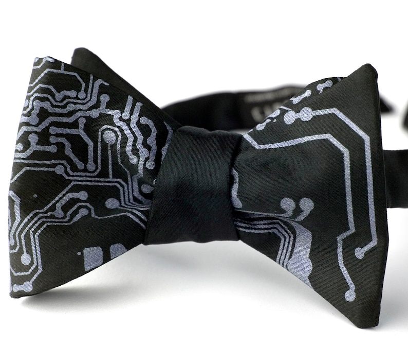 Circuit Board bow tie. Self tie bow tie, freestyle & adjustable. Geek gift, electrical engineer gift, computer science graduation gift image 1