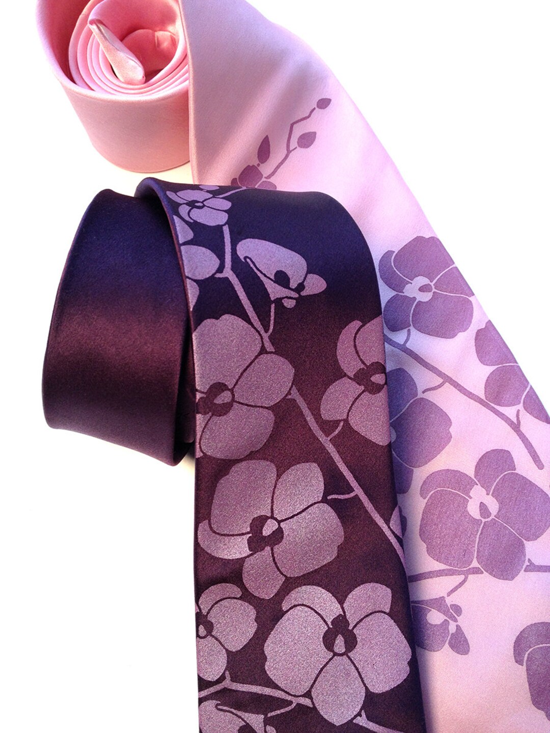 Orchid Tie, Floral Print Silk Tie. Phalaenopsis Orchid, Dendrobium ...