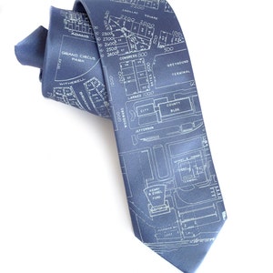 Detroit Map Necktie. Shop local, ships from Detroit. Campus Martius & Woodward Silk tie. Made in Michigan. image 2