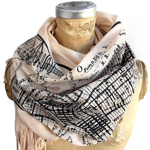 New York City Map Halstuch. Vintage NYC Map Fransentuch. Geschenk für New Yorker. Manhattan, Brooklyn, Jersey City. Warmer Winter Pashmina
