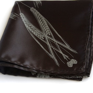 Beer pocket square. Hops and wheat screenprinted handkerchief. Microfiber hanky. Your choice of fabric color & print color.