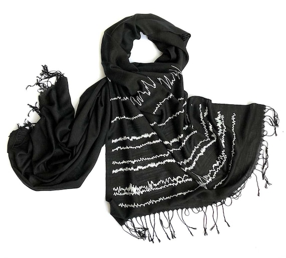 Brainwaves Print Scarf, EEG printed scarf. Insomniac gift. Alpha, beta, theta, & delta waves. Neurologist gift, neuroscience, insomnia.