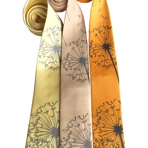 Dandelion Necktie, floral print tie. Dandelion wish, dandelion seed. Best man gift, for him, garden wedding, tie with flowers, groom's tie image 4