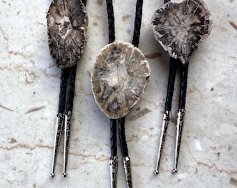 Petrified Wood Bolo Tie – Fossil Collector Gift, Geology Jewelry for Men or Women. Ancient Stone Statement Necklace, Rustic Boho Formalwear