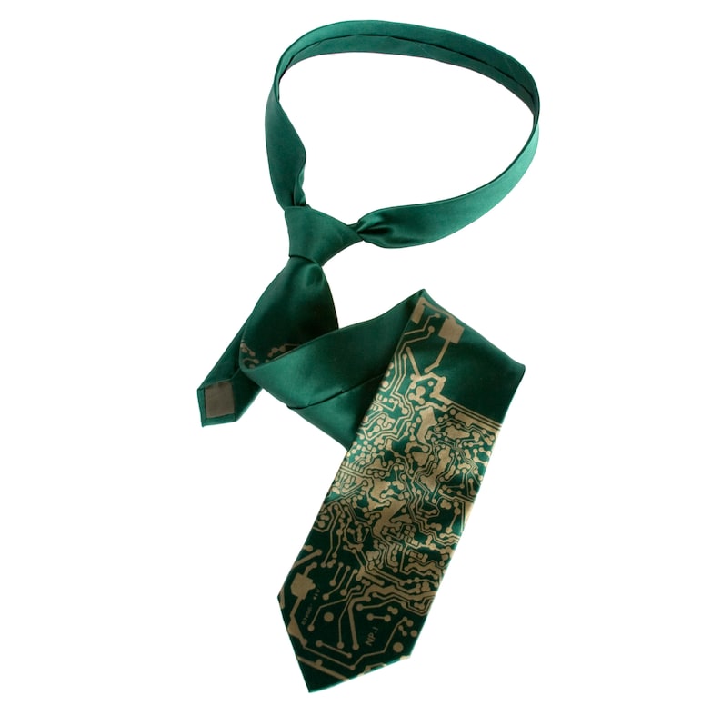 Circuit Board Tie. Short Circuit print, men's necktie. Geeky grad gift for men, Computer science, IT guy, computer programmer, engineer image 7