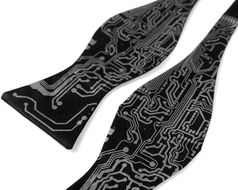 Circuit Board bow tie. Self tie bow tie, freestyle & adjustable. Geek gift, electrical engineer gift, computer science graduation gift image 2