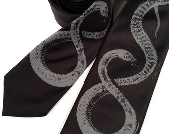 Snake Tie, skinny tie or wide. Reptile lover gift. Herpetology, herpetologist, snake owner. Chinese astrology, year of the snake birthday