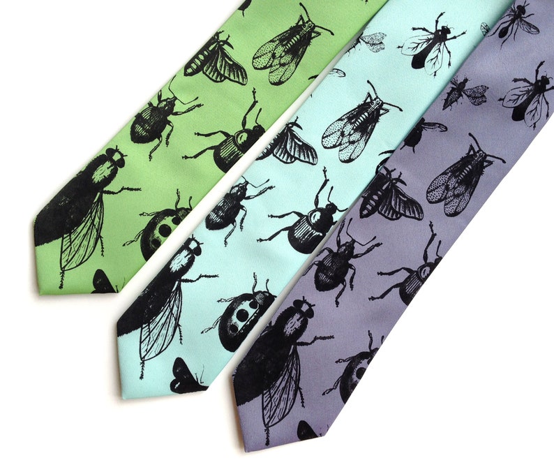 Insect Necktie. Buggy code, geek gift, entomology, pest control. Bug print tie. Entomologist gift, gift for science teacher, biology teacher image 10