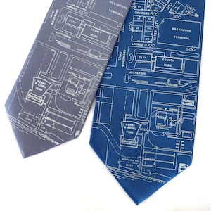 Detroit Map Necktie. Shop local, ships from Detroit. Campus Martius & Woodward Silk tie. Made in Michigan. image 3