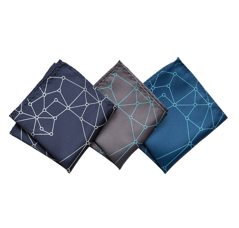 Blockchain Pocket Square. Decentralized distributed network, geometric hanky crypto cryptocurrency ethereum bitcoin virtual currency finance image 1