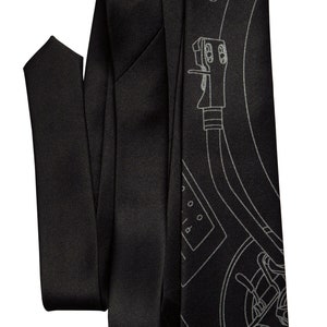 Record Player Necktie. Turntable tonearm silkscreen print men's tie. Dj gift, music lover gift. Choose narrow or standard size tie. image 5