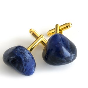 Lapis Lazuli Cufflinks, polished lapis cuff links. Something blue, wedding cufflinks. Blue cufflinks, raw stone cufflinks, mens gift for dad image 2