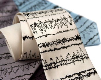 Brainwaves Silk Tie, REM Sleep. EEG sleep cycles necktie. Neuroscience gift, Neurology, Psychologist gift, insomniac gift, brain doctor gift