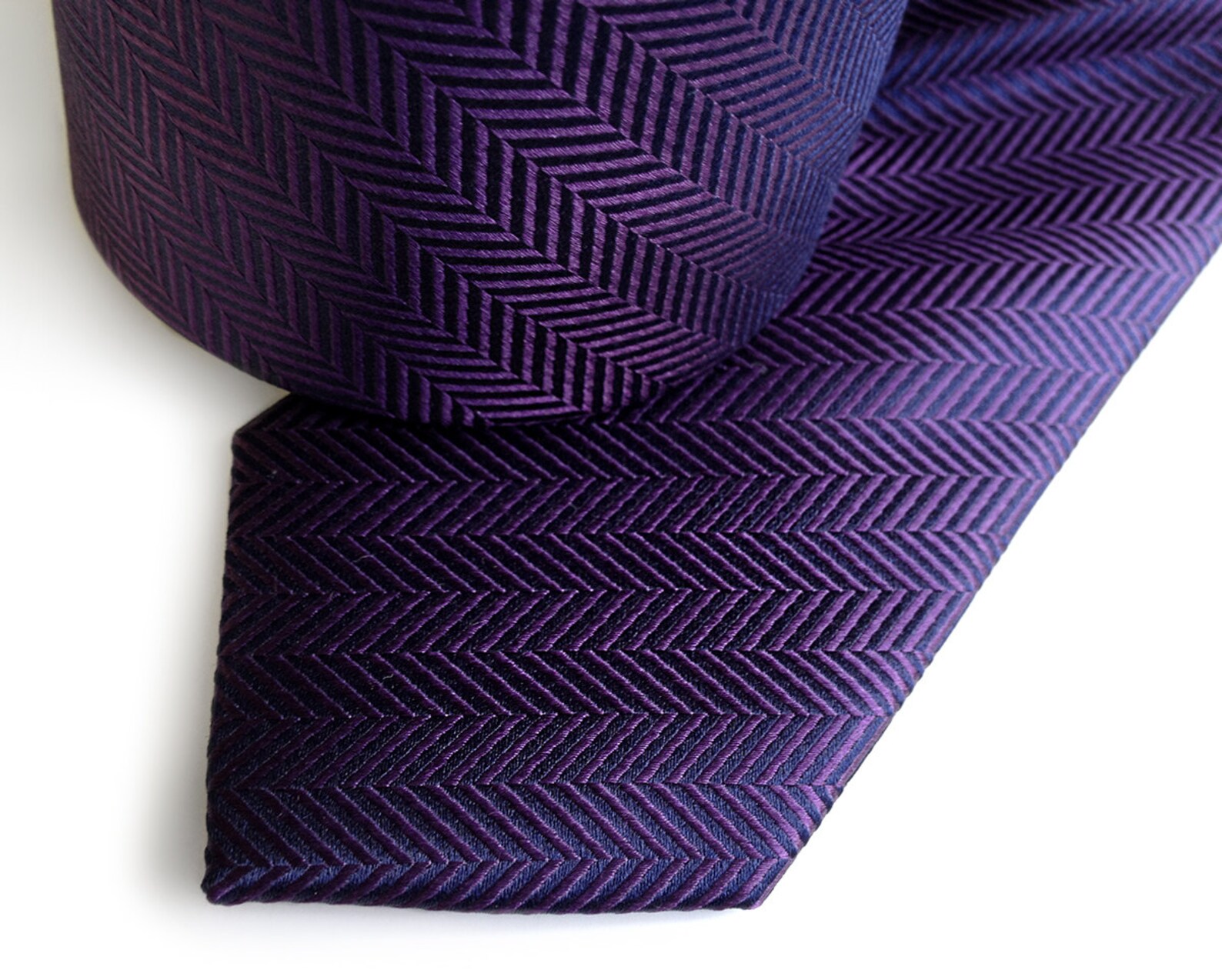 Eggplant Silk Necktie. Elegant Purple Woven Herringbone Etsy