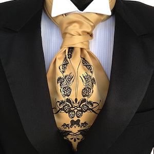 Ascot met hop en tarweprint. Liefhebber van ambachtelijk bier, herenstropdas. Zelfbinder voor bruidegom en bruidsjonkers. Formele deken met zeefdruk voor bruiloft