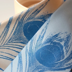 Peacock Feather Tie, men&#39;s necktie. Peacock wedding tie for groomsmen. Modern wedding tie sets. Silkscreened Vegan tie for women or men