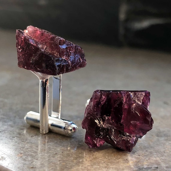 Cuff Links Rhodolite Crystal Cufflinks. Wedding Etsy