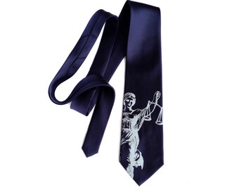 Corbata de la Balanza de la Justicia. Regalo para bufetes de abogados, corbata para tribunales. Regalo para abogados, regalo para abogados, juez, regalo de graduación de la facultad de derecho, corbata para hombre del sistema legal.