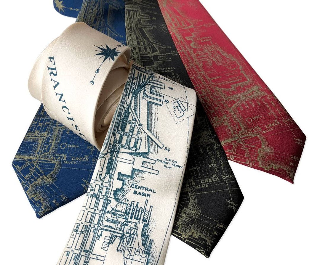 San Francisco Map Necktie. SF Map Bay Area Map California Map Tie. San ...