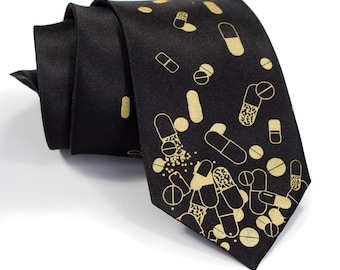 Pill Krawatte, Apotheker Geschenk. Medizinstudierende Geschenk, Apotheker Geschenk. Tablets Capsules Herren Seidenkrawatte. Chill Pill Arzt Geschenk ApothekerStudent