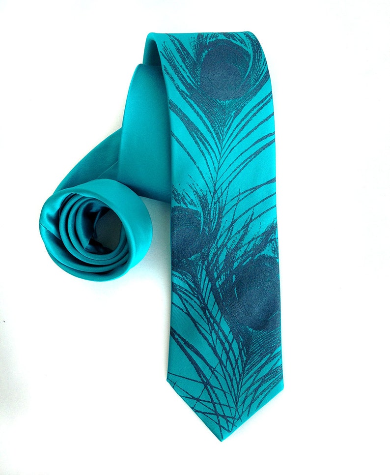 Teal Blue Peacock Tie. Peacock Feather Men's Silk Necktie. Etsy