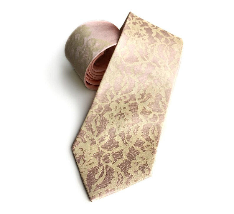 Rose Gold Lace Tie Silk Necktie. Men's Wedding Tie. Etsy