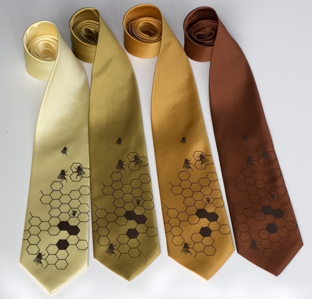 MENDEPOT Bee Necktie With Box Microfiber Jacquard Gold Bee Pattern tie at   Men's Clothing store